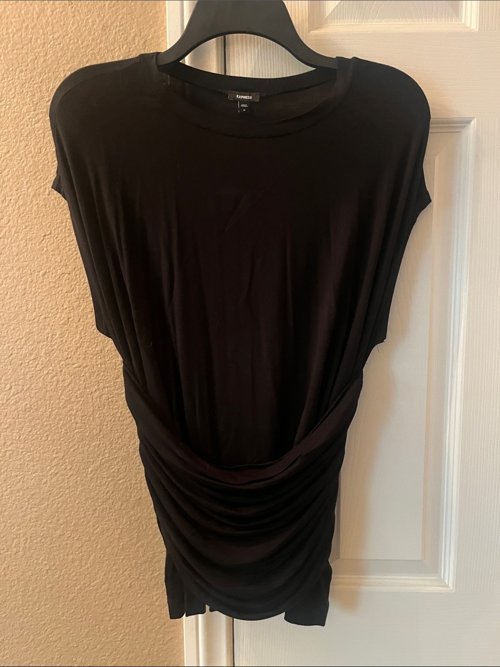 Express Black Draped Side-Tuck Tunic
